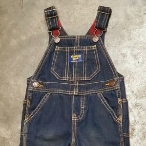 OshKosh B'gosh Vestbak Baby 9-12 mo Overalls Denim Jean Dark Wash Flannel Lined